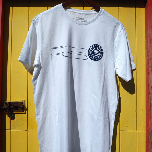 T-shirt white wave logo